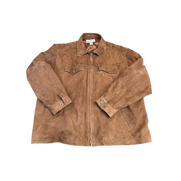L.L.Bean Men’s 2XL Goat’s Yute Suede Leather Jacket Brown Full Zip Coat - Picture 1 of 13